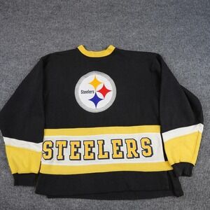 Vintage Pittsburgh Steelers Sweatshirt Mens Large Black NFL Pro Player Crewneck